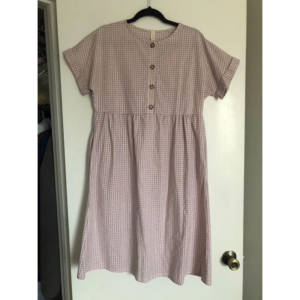 Boutique pink gingham midi dress